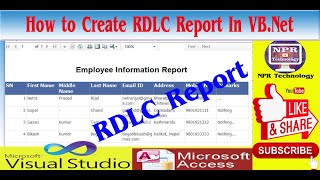 NPR Technology  How to Create RDLC Report in vbnet with MS Access Database By NP Rijal [upl. by Hameean]