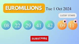 EuroMillions Draw Results on Tue 1 Oct 2024 The National Lottery UK [upl. by Gittle]