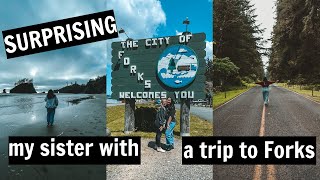 SURPRISING My Sister With a Trip to FORKS  Twilight Tour Vlog  Forks Washington [upl. by Ellicec]