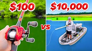 100 vs 10000 Budget Fishing Challenge Rod Reel Boat Lures [upl. by Aiclid144]