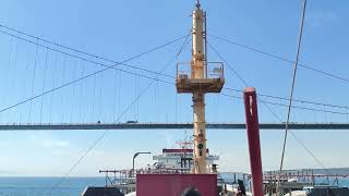 ship crossing under the bridge in Turkey [upl. by Sheedy]