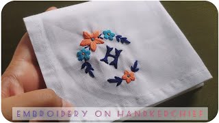 How to Embroder on handkerchief  Letter Embroidery on handkerchief  Lets Explore [upl. by Lednyk]