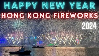 Hong Kong  New Year Countdown and Fireworks 2024 [upl. by Aicela]