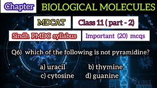 Biological molecules with answers  class 11  biomolecules mdcat mcqs with answers fypシ゚viral [upl. by Fagen]