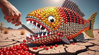 How to Catch amp Grill a GIANT FISH in Desert  Magnetic Balls amp Stop Motion Cooking Video [upl. by Remo]