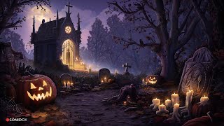 Sonido en un Cementerio  Ambiente de Halloween con Música Inquietante  Sonidos de Terror [upl. by Lletnom]