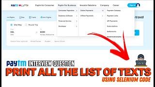 Paytm Interview Question  Extract and Print All Texts  SDET hindi sdet [upl. by Shannen]
