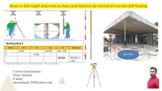 Beam or Slab height determine by Auto Level Machine by method of inverted staff Reading  Surveying [upl. by Gusty]