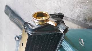 motorcycle radiator DIY repair  filler neck and radiator cap problem [upl. by Ajnek935]