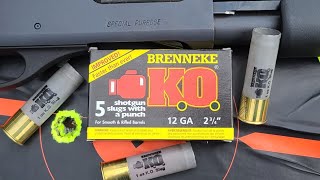 Brenneke KO 12ga 234quot 1oz Slug Test W Remington 870 Special Purpose amp 185quot Rifled Barrel [upl. by Nannahs865]