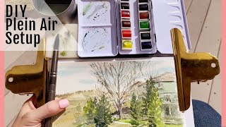 Easy DIY CHEAP Plein Air Urban Sketching Setup and Demo [upl. by Sert]