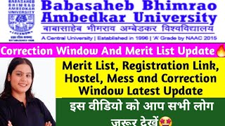 BBAU PG Merit List Update 2024🔥📞 Correction Window Ragistration Link Hostel Mess and Merit List🔥 [upl. by Just]