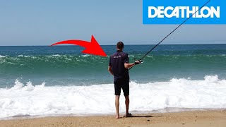 PÊCHE en SURFCASTING avec un CHAMPION DU MONDE matériel décathlon CAPERLAN SW [upl. by Jazmin207]