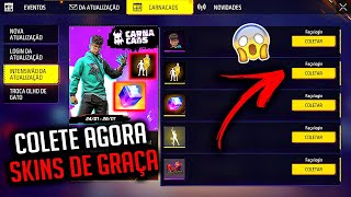 PEGUE AGORA COLETE GRÁTIS SKINS DA ATUALIZAÇÃO BANDEIRÃO DE GRAÇA CUBO OURO ROYALE SKIN FREE FIRE [upl. by Enialed318]