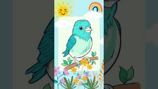 Cute drawing and colouring cute bird colouring relaxing drawing and colouring [upl. by Aleedis]