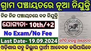 Odisha Panchayat Level Govt Jobs 2024  Odisha Jogana Sahayak Vacancy  Odisha Govt Jobs 2024 [upl. by Lattonia238]