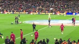 EL CLASICO 4216  Messi Neymar Suarez and Dani Alves volleying during warm up [upl. by Ettenowtna313]