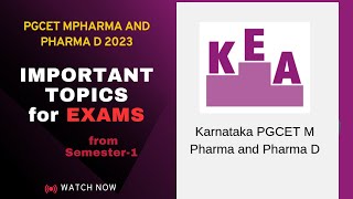 PGCET M Pharma and Pharma D Important Topics for Pgcet EXAMS [upl. by Ilise562]