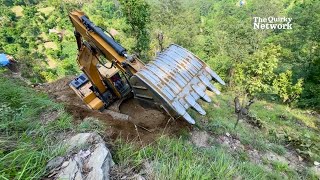 Hyundai Excavator Carves Path Through Steep Hill for Motor Road [upl. by Jaunita]