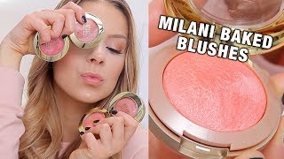 MILANI BAKED BLUSHES Review  Swatches [upl. by Ahsirkal702]