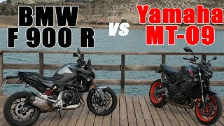 BMW F 900 R vs Yamaha MT09 naked middleweight sport bike shootout [upl. by Luht]