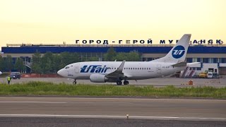 Взлёты в аэропорту МурманскаTakeoff at the airport of Murmansk [upl. by Kristofor]