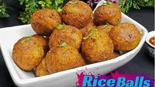 Fried Rice Balls Recipe Chinese  Leftover Rice Recipe  vegetable rice balls recipe [upl. by Akinot193]