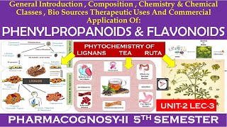 PHENYLPROPANOIDS  FLAVONOIDS  LIGNANS RUTA amp TEA  Pharmacognosy2  Secondary Plant metabolites [upl. by Fernas]