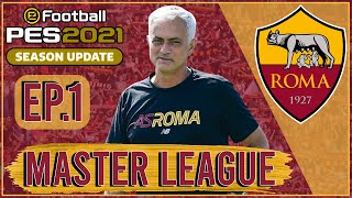 AS Roma Jose Mourinho Realistic Master League w Mods  Ep 1  PES 2021 [upl. by Annahsirhc]