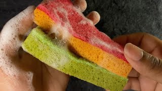 ASMR SPONGE RIPPING 🦔 SOAPY BLEACHED SPONGE RIPPING 🫧 [upl. by Sholom992]