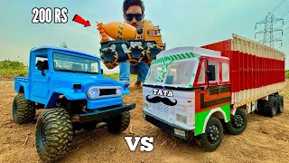 Rc Tata Truck LPT1210 Vs Rc Hobby Grade Cement Truck Vs Swaraj 855 Tractor [upl. by Aneeg]