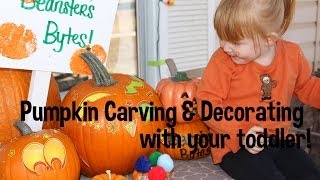 Pumpkin Carving amp Decorating with your toddler How to [upl. by Atilem]