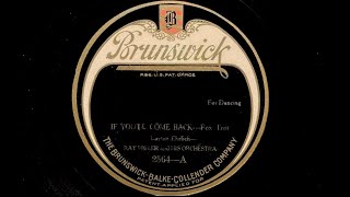 1924 Ray Miller And His Orchestra ‘If You’ll Come Back” [upl. by Arykahs374]