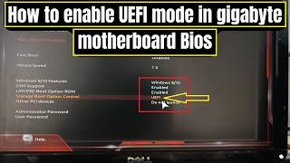 how to enable UEFI mode in gigabyte motherboard Bios [upl. by Mhoj723]