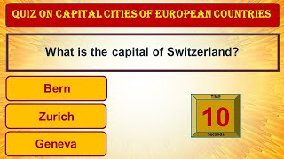 Quiz on Capital Cities of European Countries  Part1  Let’s give a try  Capital Cities of Europe [upl. by Aerdnwahs831]