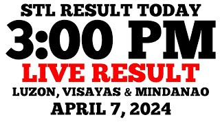 STL Result Today 3PM Draw April 7 2024 STL Luzon Visayas and Mindanao LIVE Result [upl. by Adialeda]