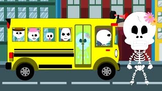 Skeleton Wheels On The Bus Go Round And Round  Halloween Nursery Rhymes Song [upl. by Imoan463]