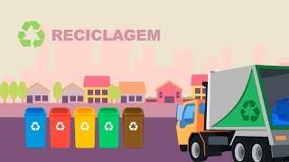 As cores das lixeiras da coleta seletiva para reciclagem na educação ambiental [upl. by Kreager]