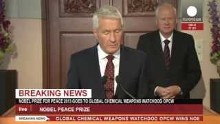 Nobel Peace Prize 2013 goes to chemical weapons watchdog OPCW recorded live feed [upl. by Harbert147]