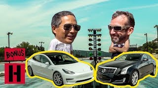 Tesla Model 3 Drag Race Showdown Kikawa vs Bad Daddy Braddy [upl. by Lewison]