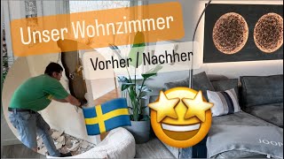 Wohnzimmer Gestaltung VorherNachher Renovierung Schweden Do it yourself DIY Auswanderung [upl. by Vivyan]