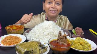 BIGBITES EATING RICE WITH VETKI PATURI TEL KOI KOCHUPATA CHINGRI POSTO BORA DAL ALU VAJA।। [upl. by Tecu]