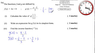 RELATIONS AND FUNCTIONS CXC CSEC MATHS MATHS PAST PAPER QUESTION 2011 2012 6a 9a [upl. by Munshi539]