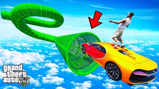 FRANKLIN TRIED IMPOSSIBLE LONGEST CURVY LOOP PARKOUR RAMP CHALLENGE GTA 5  SHINCHAN and CHOP [upl. by Carlynne755]