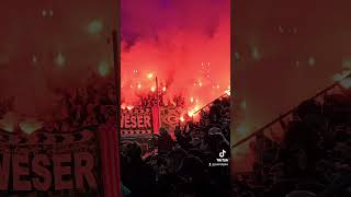 Pyroshow Werder Bremen Paderborn vs Bremen DFB Pokal Achtelfinale 2024 [upl. by Claus225]