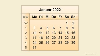 Kalender Januar 2022 [upl. by Mogerly]