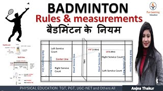 Badminton Rules in Hindi Measurement of Badminton Court  बैडमिंटन के नियम [upl. by Hite]