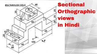 Half Sectional Orthographic projection in engineering drawing in Hindi [upl. by Jasisa]