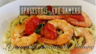 S2 Ep12 Spaghettis aux gambas  Recette de pâtes fraîches au persil [upl. by Ami]