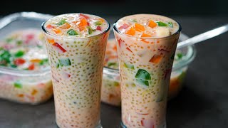 Refreshing Sago Salad Drink Recipes  Summer Drinks  Sago Custard Jelly Drink Recipe [upl. by Oisor]